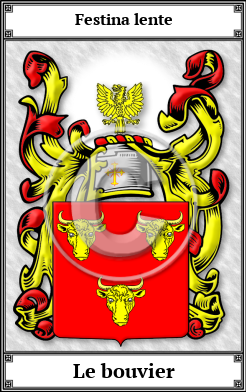 Le bouvier Family Crest Download (JPG)  Book Plated - 150 DPI